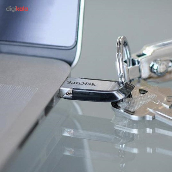 فلش مموری سن دیسک Ultra Flair CZ73 ظرفیت 64 گیگابایت با رابط USB 3.0 و بدنه فلزی مقاوم، سرعت انتقال 150 مگابایت بر ثانیه و سازگار با انواع سیستمعاملها و دستگاهها