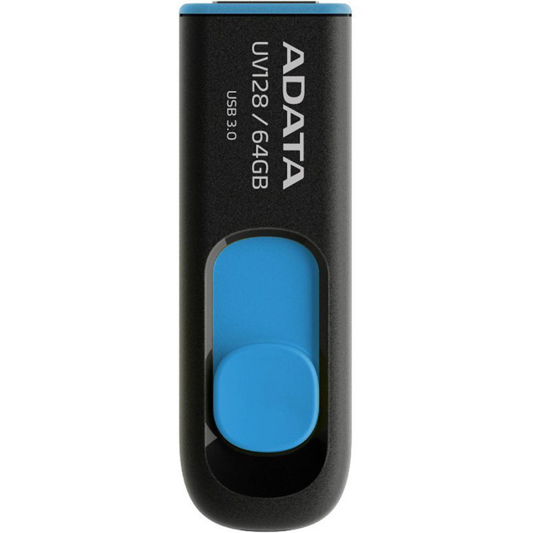 فلش مموری کشویی ایدیتا مدل DashDrive UV128 ظرفیت 64GB، رابط USB 3.0 با سرعت خواندن 90 و نوشتن 40MB/s، طراحی ضد خش و ضد گرد و خاک، قابلیت اتصال بند حمل