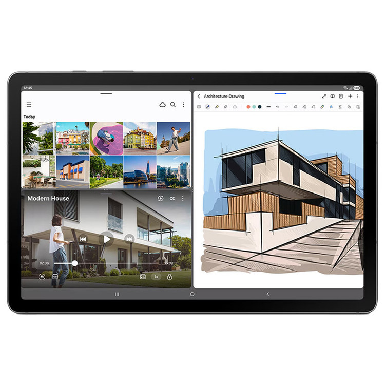 تبلت 10.9 اینچ سامسونگ مدل Galaxy Tab S10 Lite 5G با ظرفیت 128 گیگابایت و رم 6 گیگابایت، قابلیت پشتیبانی از سیم کارت، رزولوشن دوربین اصلی ۸ مگاپیکسل، پشتیبانی از قلم، به همراه شارژر دیواری 25 وات سامسونگ مدل EP-TA800