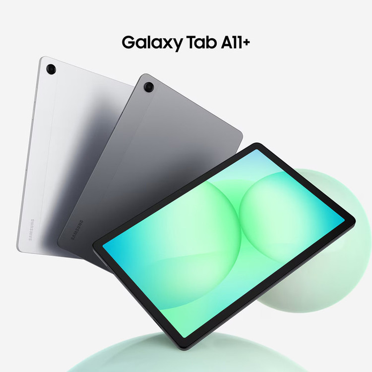 تبلت 11 اینچ سامسونگ مدل Galaxy Tab A11 Plus 5G، ظرفیت 128 گیگابایت و رم 6 گیگابایت، قابلیت پشتیبانی از سیم کارت، رزولوشن دوربین 8 مگاپیکسل، به همراه شارژر دیواری 25 وات سامسونگ مدل EP-TA800