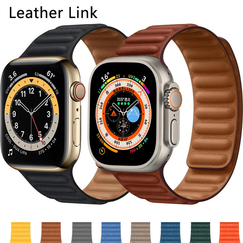 بند پنتر مدل Magnetic Leather 2C Link مناسب برای اپل واچ سری 1/2/3/4/5/6/7/8/9/ SE / ULTRA / ULTRA 2 سایز 42/44/45/49 میلی متری