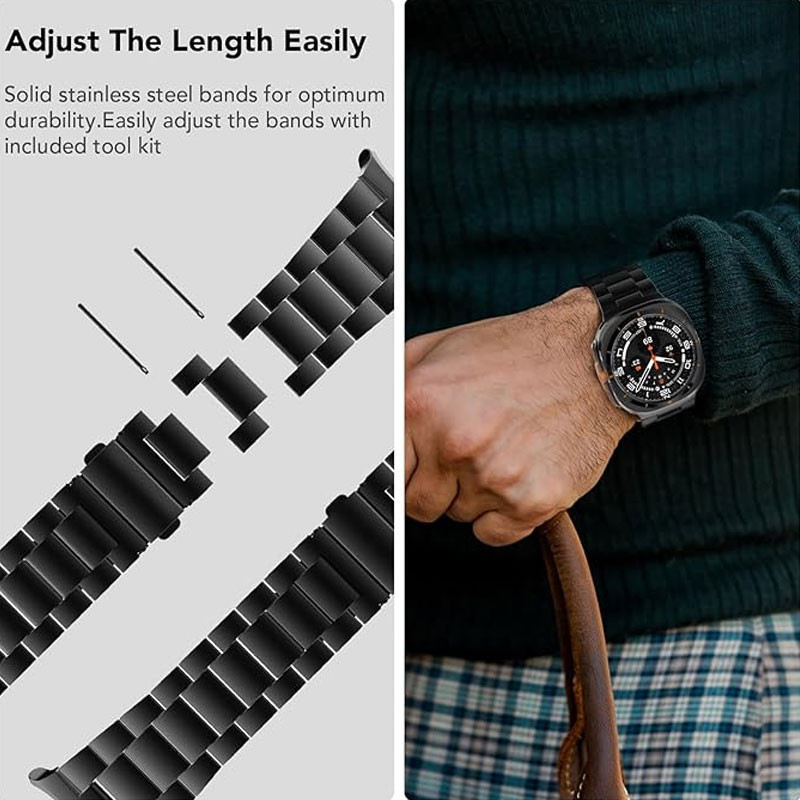 بند مسیر مدل 3bead Clasp Stainless مناسب برای ساعت هوشمند سامسونگ Galaxy Watch Ultra 47mm