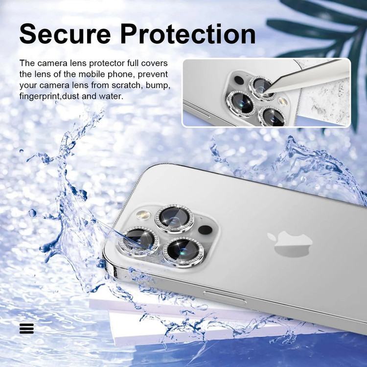محافظ لنز دوربین گوف مدل رینگی نگین دار مناسب برای گوشی موبایل اپل iPhone 14 Pro /14 Pro Max