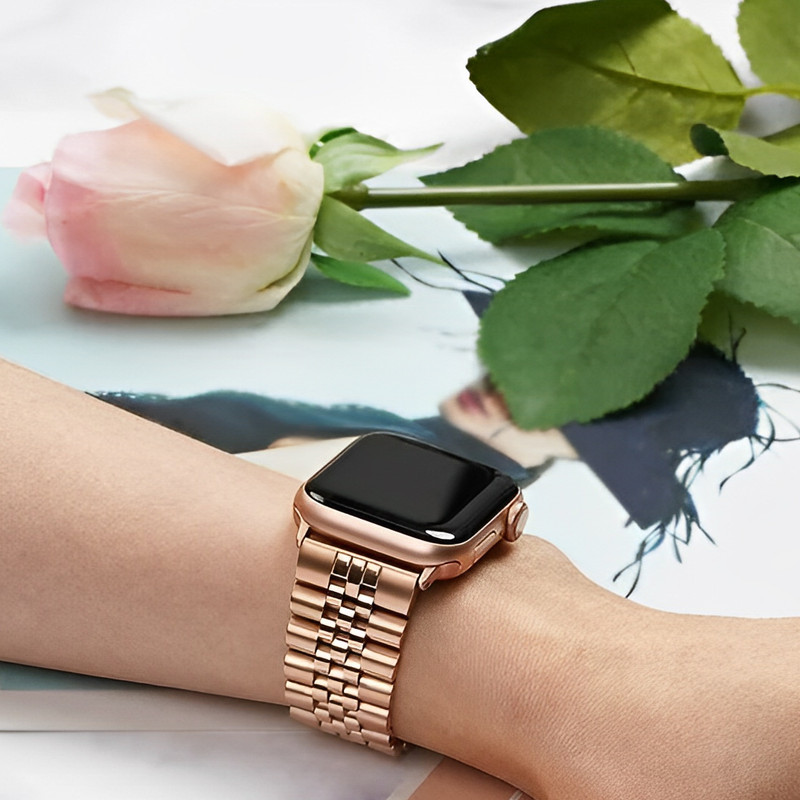 بند گوف مدل 5Bead Rolex مناسب برای اپل واچ سری 1/2/3/4/5/6/7/8/9سایز 38/40/41 میلی متری