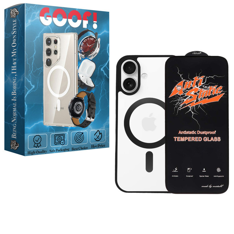 کاور گوف مدل Clear Glass مناسب برای گوشی موبایل اپل iPhone 16 به همراه محافظ صفحه نمایش