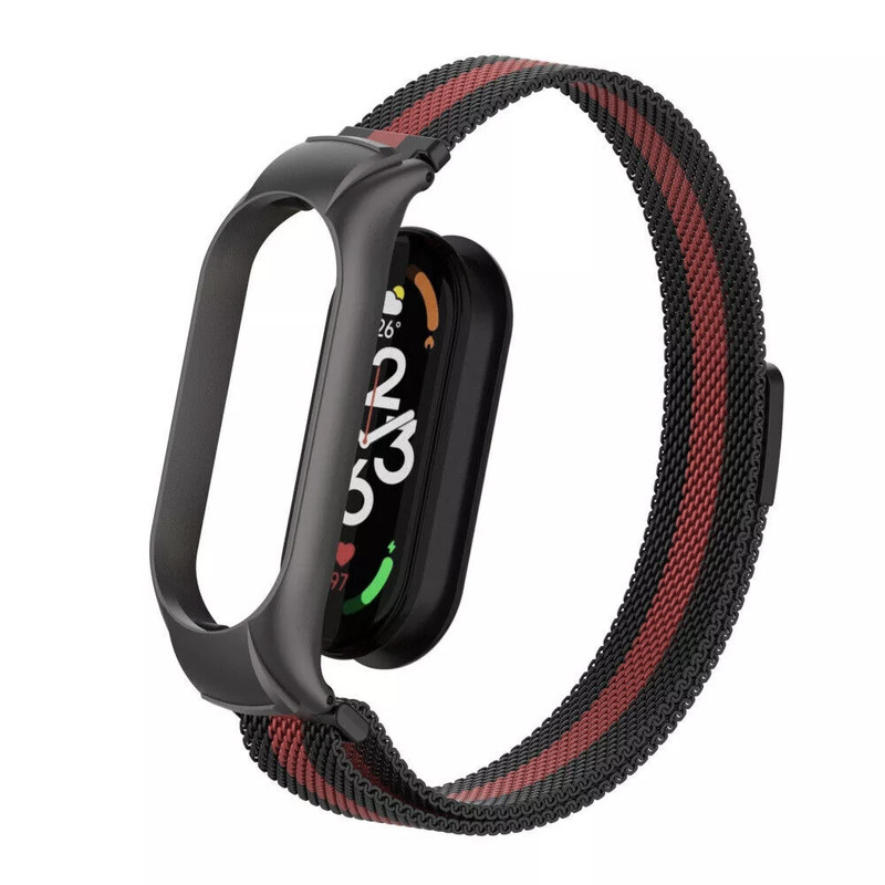 بند گوف مدل Milanese-R مناسب برای ساعت هوشمند شیائومی Mi band 7 به همراه کاور