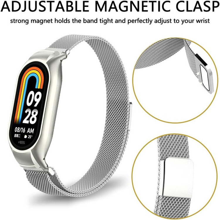 بند گوف مدل Milanese-R مناسب برای ساعت هوشمند شیائومی Mi band 7 به همراه کاور