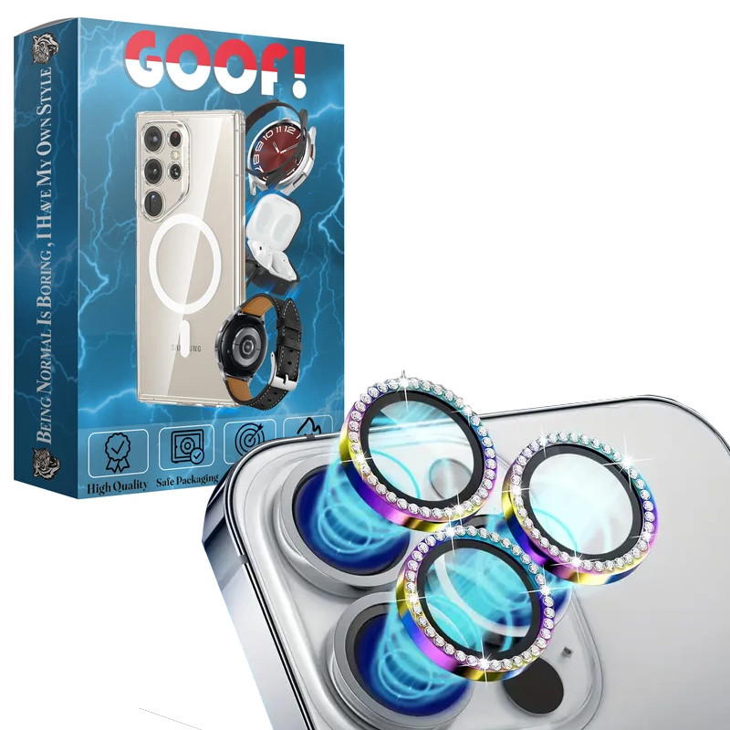 محافظ لنز دوربین گوف مدل Diamond Ring مناسب برای گوشی موبایل اپل iPhone 15 Pro /15 Pro Max