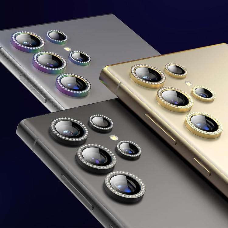 محافظ لنز دوربین مسیر مدل رینگی نگین دار مناسب برای گوشی موبایل سامسونگ Galaxy S24 Ultra