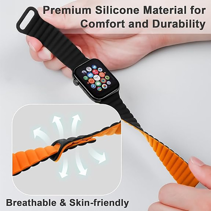 بند انتک مدل Silicone DC Magnetic مناسب برای اپل واچ سری 1/2/3/4/5/6/7/8/9/SE سایز 38/40/41 میلی متری
