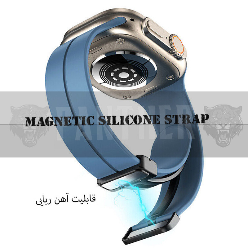 بند پنتر مدل Silicon Magnetic مناسب برای اپل واچ سری 1/2/3/4/5/6/7/8/9/ SE / ULTRA / ULTRA 2 سایز 42/44/45/49 میلی متری