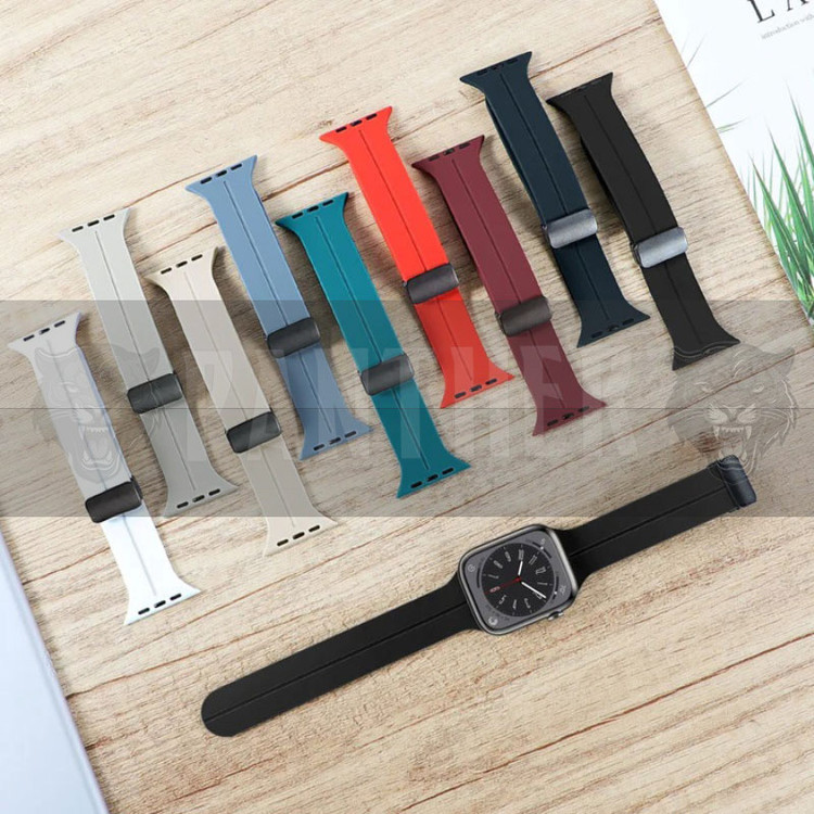 بند پنتر مدل Silicon Magnetic مناسب برای اپل واچ سری 1/2/3/4/5/6/7/8/9/ SE / ULTRA / ULTRA 2 سایز 42/44/45/49 میلی متری