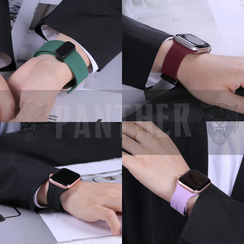 بند پنتر مدل Silicon Magnetic مناسب برای اپل واچ سری 1/2/3/4/5/6/7/8/9/ SE / ULTRA / ULTRA 2 سایز 42/44/45/49 میلی متری