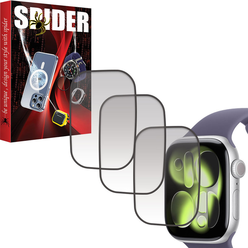 محافظ صفحه نمایش اسپایدر مدل PMMA مناسب برای اپل واچ سایز 42 میلی متری سری 11 بسته سه عددی