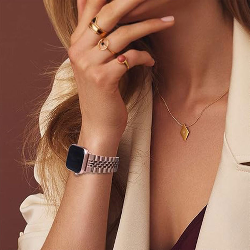 بند گوف مدل Stainless 5Bead مناسب برای اپل واچ سری 8 سایز 45 میلی متری