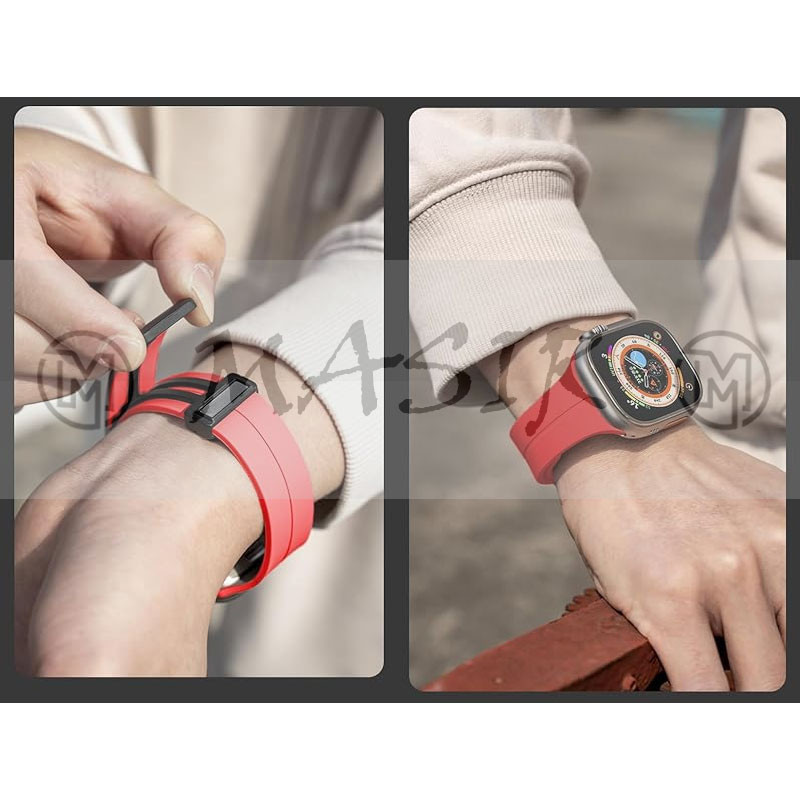 بند مسیر مدل Bracelet Correa Magnetic مناسب برای اپل واچ سری 1/2/3/4/5/6/7/8/9/SE/ULTRA سایز 42/44/45/49 میلی متری