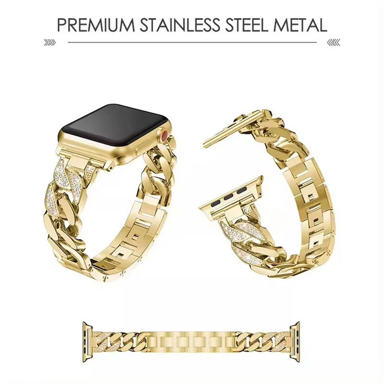 بند گوف مدل Luxury Diamond Stainles مناسب برای اپل واچ سری 11 سایز 46mm