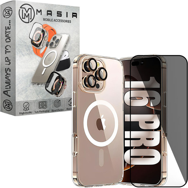 کاور مسیر مدل Totally Protect مناسب برای گوشی موبایل اپل iPhone 16 Pro به همراه محافظ صفحه نمایش و محافظ لنز دوربین