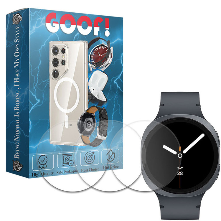 محافظ صفحه نمایش گوف مدل Tempered Glass مناسب برای ساعت هوشمند سامسونگ Galaxy Watch 8 Classic 46mm بسته سه عددی