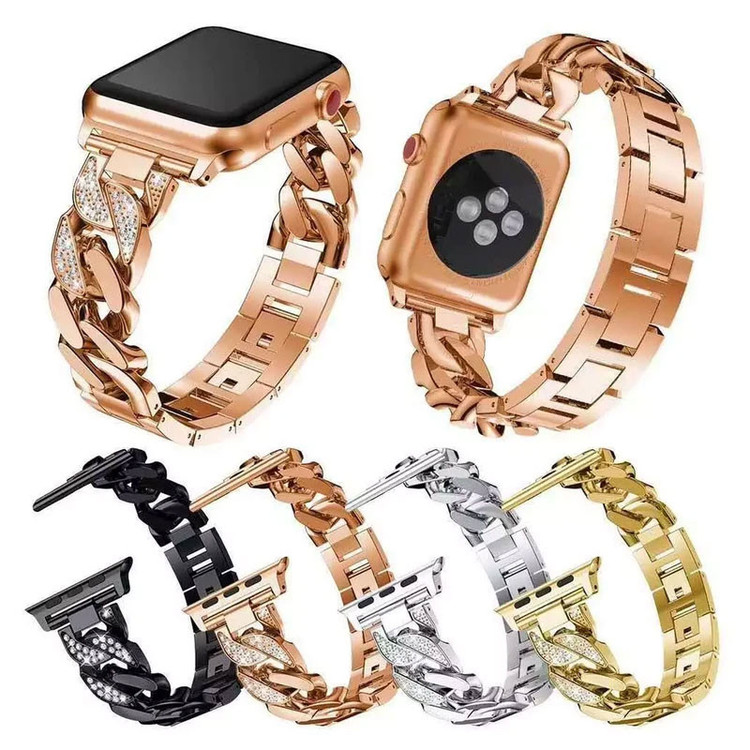 بند گوف مدل Luxury Diamond Stainles مناسب برای اپل واچ سری 11 سایز 42mm