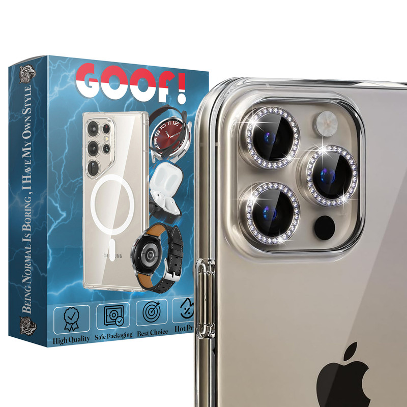 محافظ لنز دوربین گوف مدل Diamond مناسب برای گوشی موبایل اپل iPhone 16 Pro /16 Pro Max