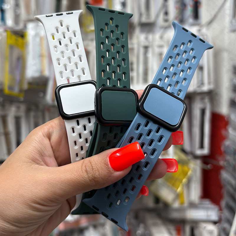 بند گوف مدل Breathable Silicone Clasp مناسب برای اپل واچ سری 1/2/3/4/5/6/7/8/9/SE/ULTRA/ULTRA 2 سایز 42/44/45/49 mm