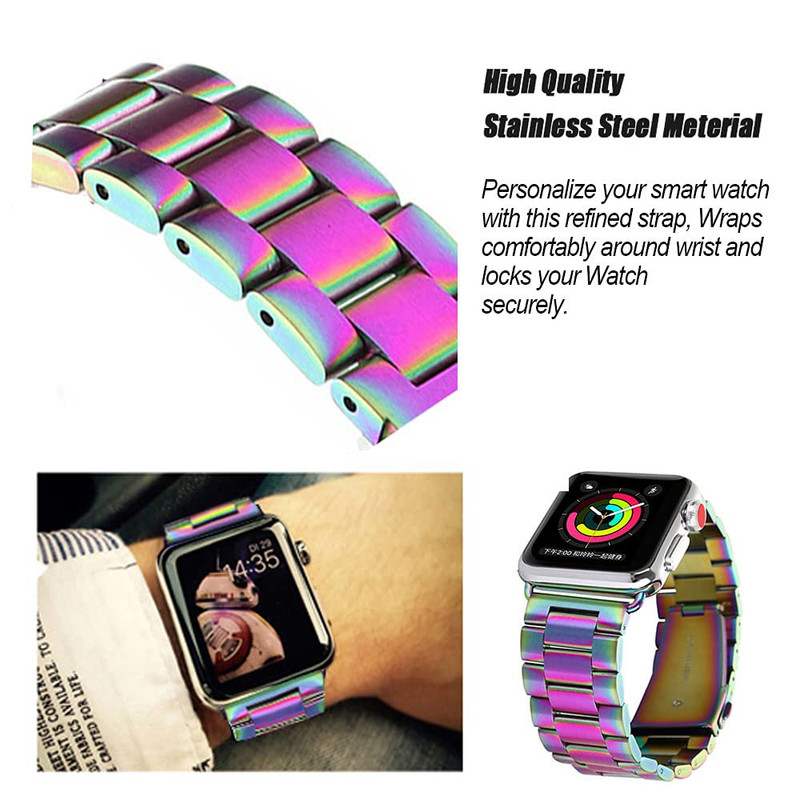 بند گوف مدل Stainless 3Bead colorful مناسب ساعت هوشمند ویرفیت HK8 pro max / HK9 ultra 2 / T800 Ultra / T900 Ultra