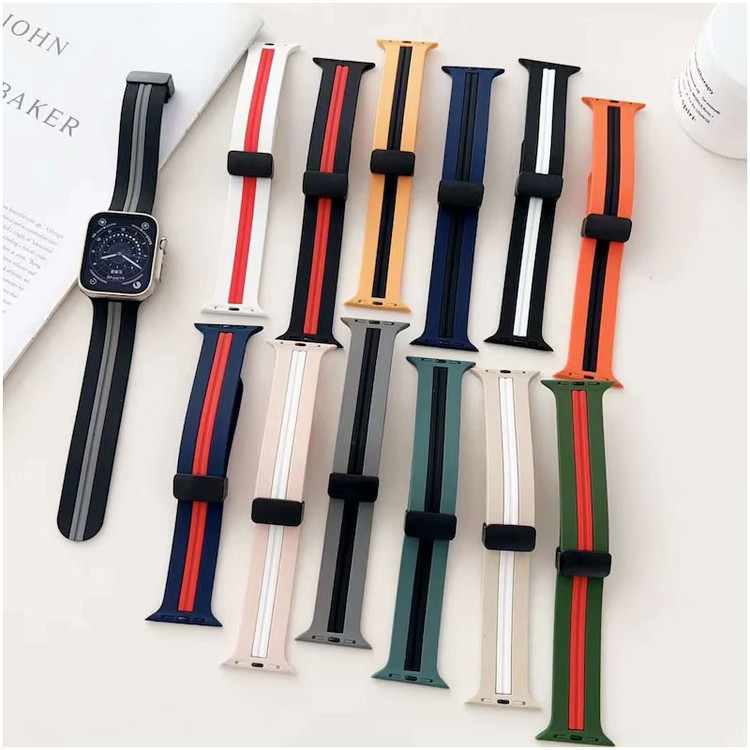 بند مسیر مدل Bracelet Correa Dual Color Magnetic مناسب برای اپل واچ سری 1/2/3/4/5/6/7/8/9/SE سایز 38/40/41 میلی متری