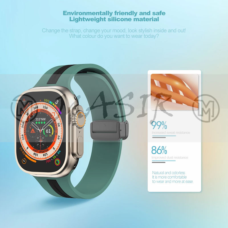 بند مسیر مدل Bracelet Correa Dual Color Magnetic مناسب برای اپل واچ سری 1/2/3/4/5/6/7/8/9/SE سایز 38/40/41 میلی متری