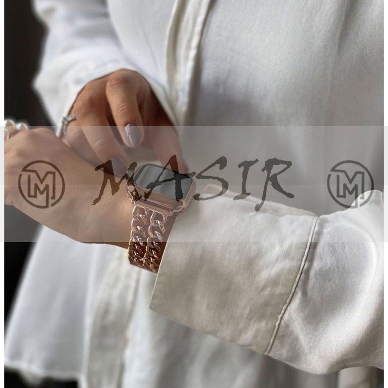 بند مسیر مدل Cartier Chain مناسب برای اپل واچ سری 1/2/3/4/5/6/7/8/ SE / ULTRA سایز 42/44/45/49 میلی متری
