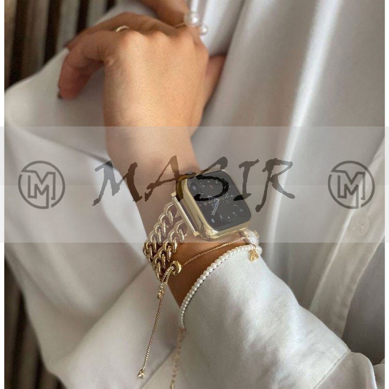 بند مسیر مدل Cartier Chain مناسب برای اپل واچ سری 1/2/3/4/5/6/7/8/ SE / ULTRA سایز 42/44/45/49 میلی متری