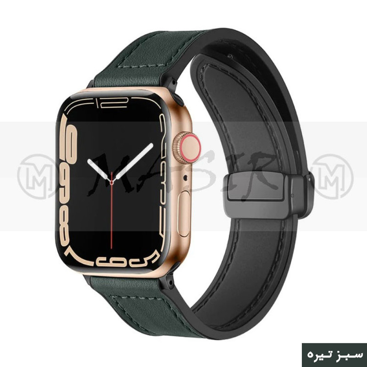 بند مسیر مدل Magnetic Leather Silicon مناسب برای اپل واچ Ultra 49mm / Ultra 2 49mm