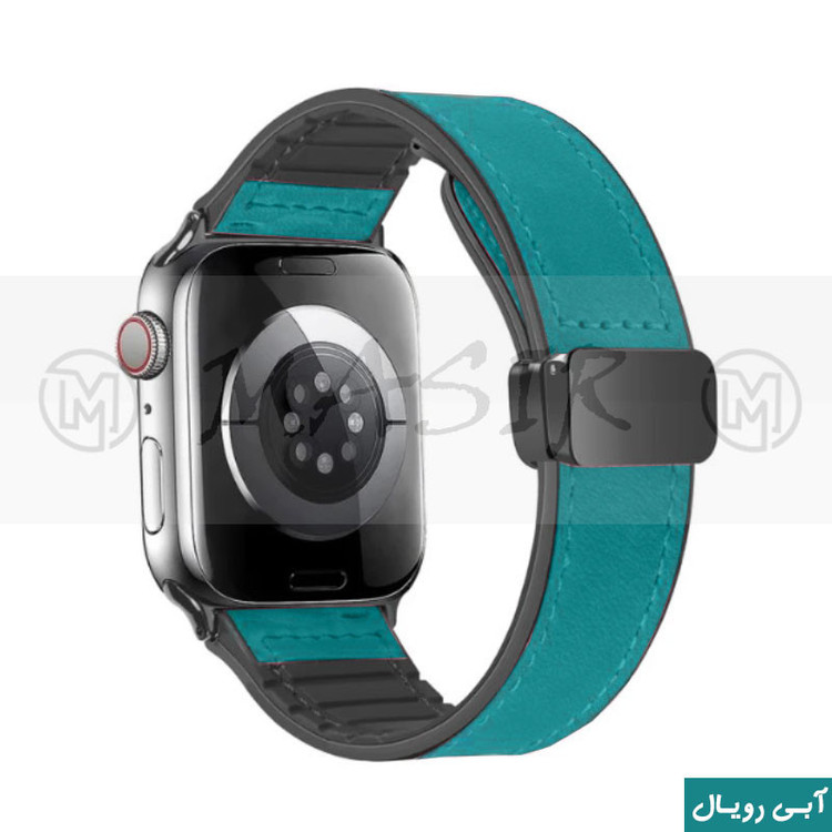 بند مسیر مدل Magnetic Leather Silicon مناسب برای اپل واچ Ultra 49mm / Ultra 2 49mm