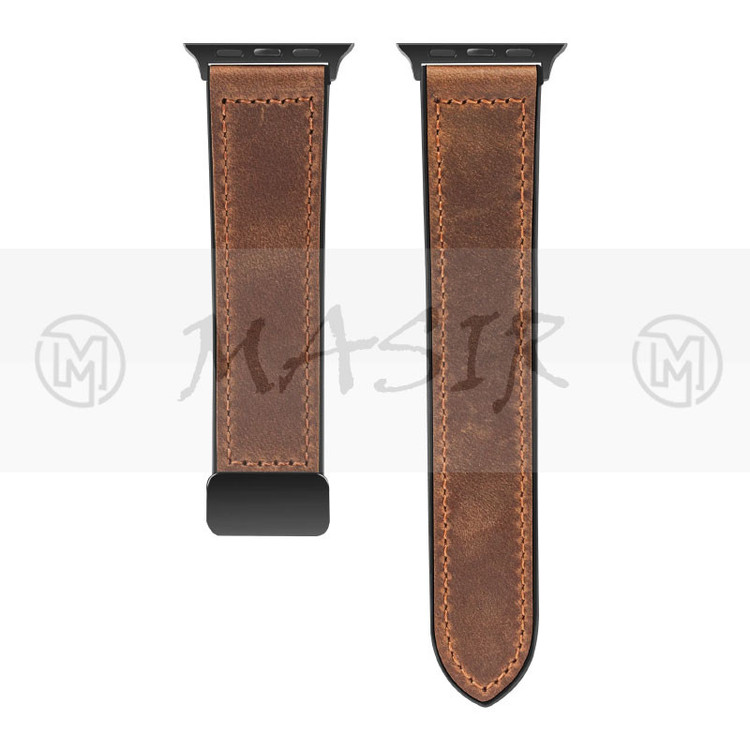 بند مسیر مدل Magnetic Leather Silicon مناسب برای اپل واچ Ultra 49mm / Ultra 2 49mm