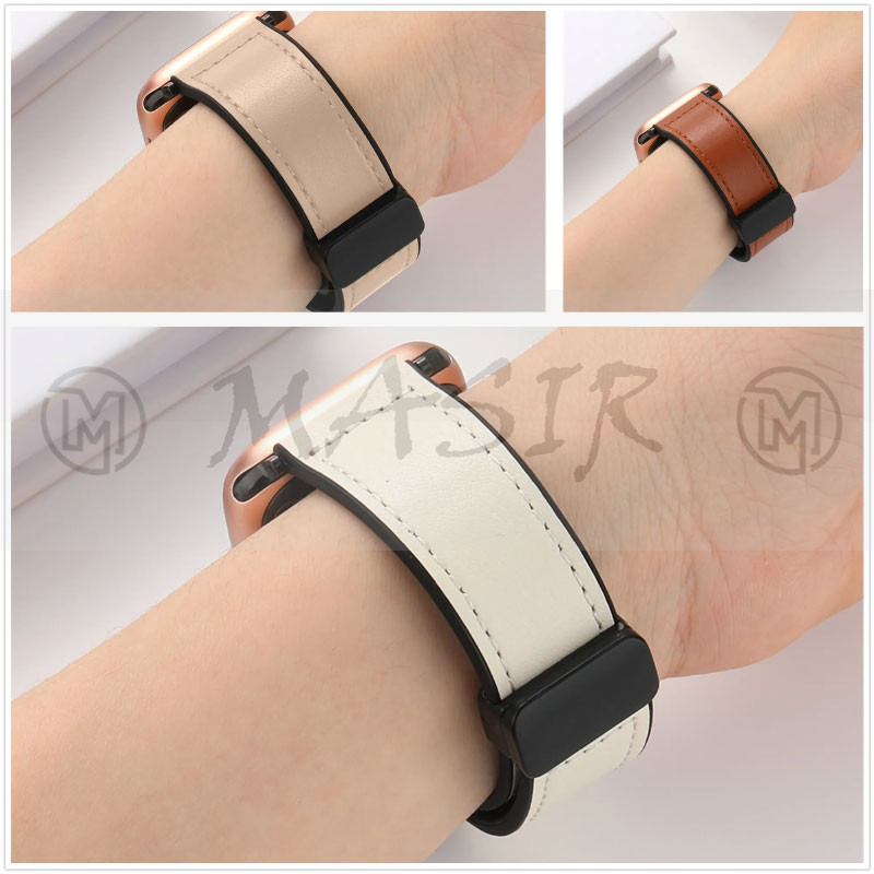 بند مسیر مدل Magnetic Leather Silicon مناسب برای اپل واچ Ultra 49mm / Ultra 2 49mm