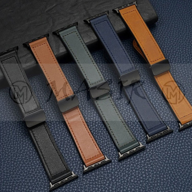 بند مسیر مدل Magnetic Leather Silicon مناسب برای اپل واچ Ultra 49mm / Ultra 2 49mm