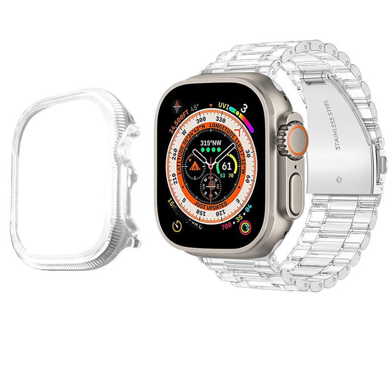 بند گوف مدل Clear-CV مناسب برای اپل واچ ULTRA/ULTRA 2 49mm به همراه کاور