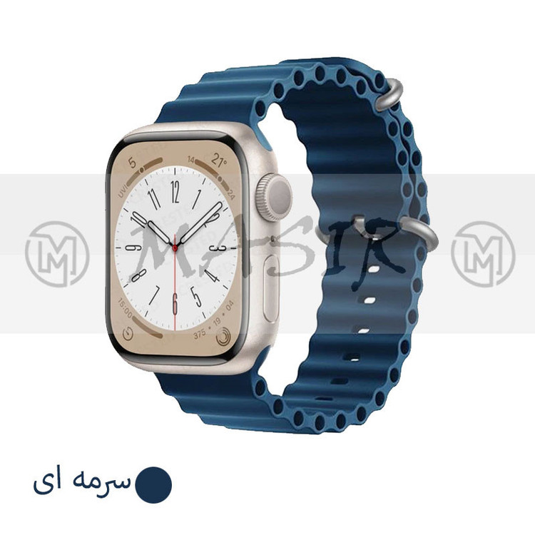 بند مسیر مدل Ocean مناسب برای اپل واچ سری 1/2/3/4/5/6/7/8/SE سایز 38/40/41 میلی متری
