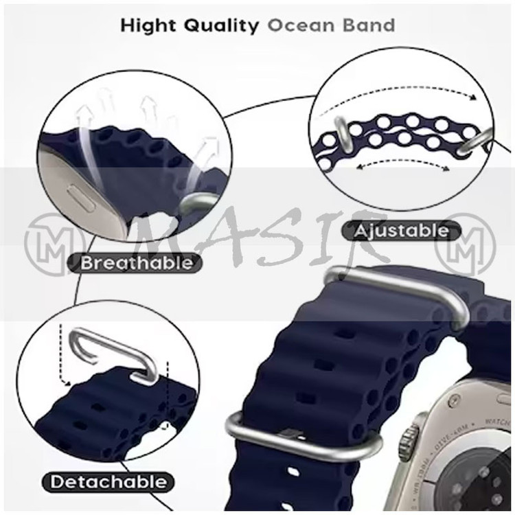 بند مسیر مدل Ocean مناسب برای اپل واچ سری 1/2/3/4/5/6/7/8/SE سایز 38/40/41 میلی متری