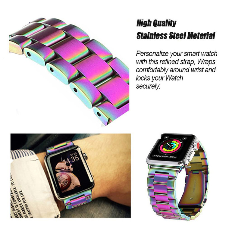 بند گوف مدل Stainless 3Bead colorful مناسب برای اپل واچ سری 3 سایز 42 میلی متری
