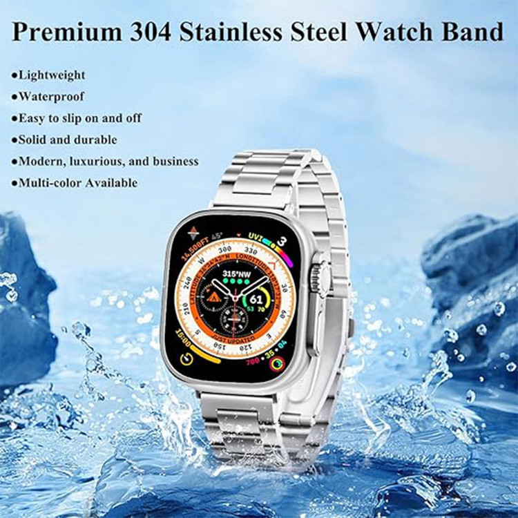 بند گوف مدل Stainless 3Bead مناسب برای اپل واچ سری 8 سایز 45 میلی متری