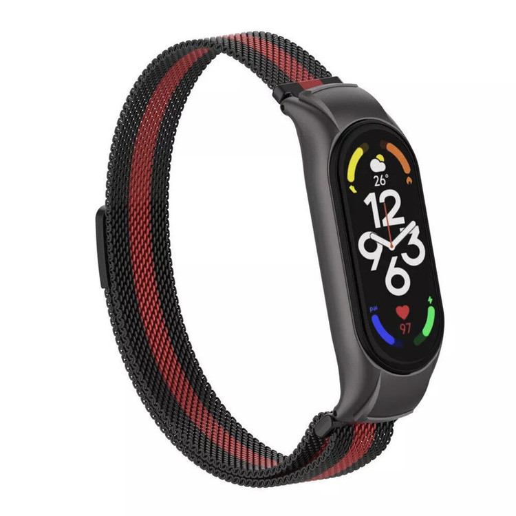 بند گوف مدل Milanese-S مناسب برای ساعت هوشمند شیائومی Mi band 7 به همراه کاور