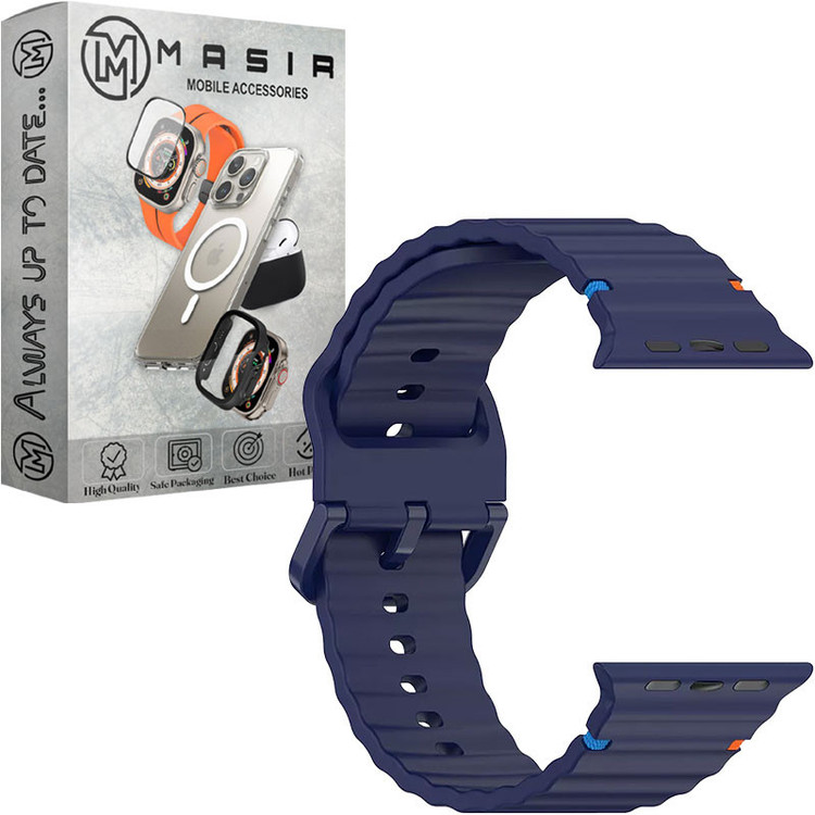 بند مسیر مدل Wavy Siliconie مناسب برای اپل واچ 46 میلی متری سری 10