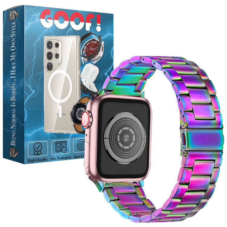 بند گوف مدل Stainless 3Bead colorful مناسب برای اپل واچ Ultra 2 49mm