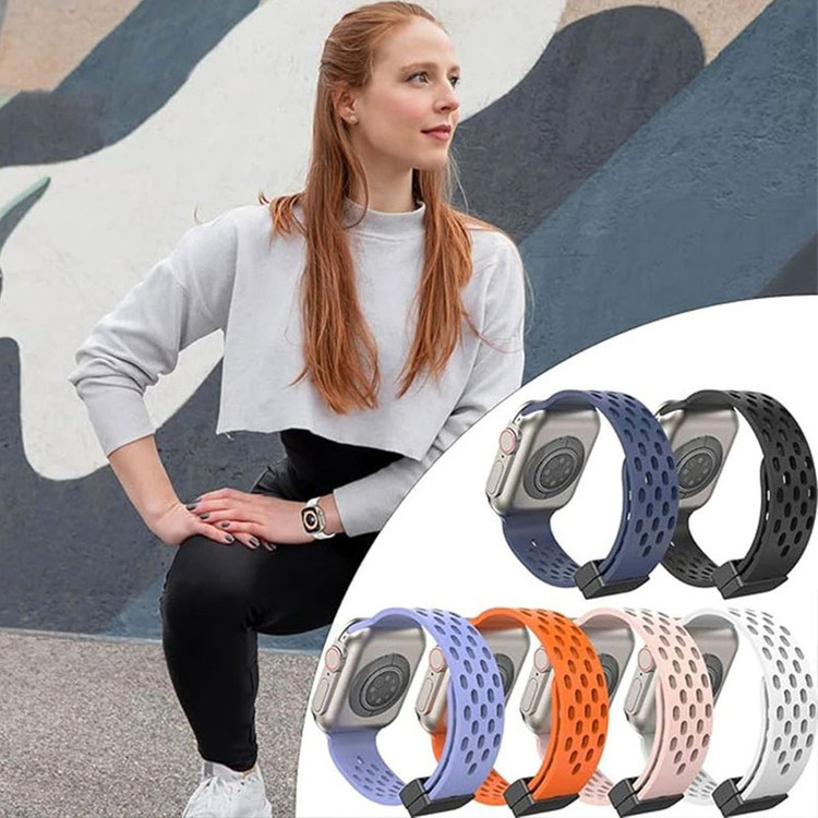 بند گوف مدل Breathable Siliconi Magnetic مناسب برای اپل واچ سری SE 3 سایز 44mm