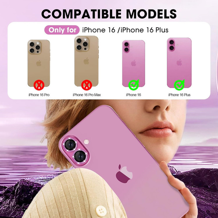 محافظ لنز دوربین فلزی پنتر مدل Glitteri مناسب برای گوشی موبایل اپل iPhone 16 / 16 Plus
