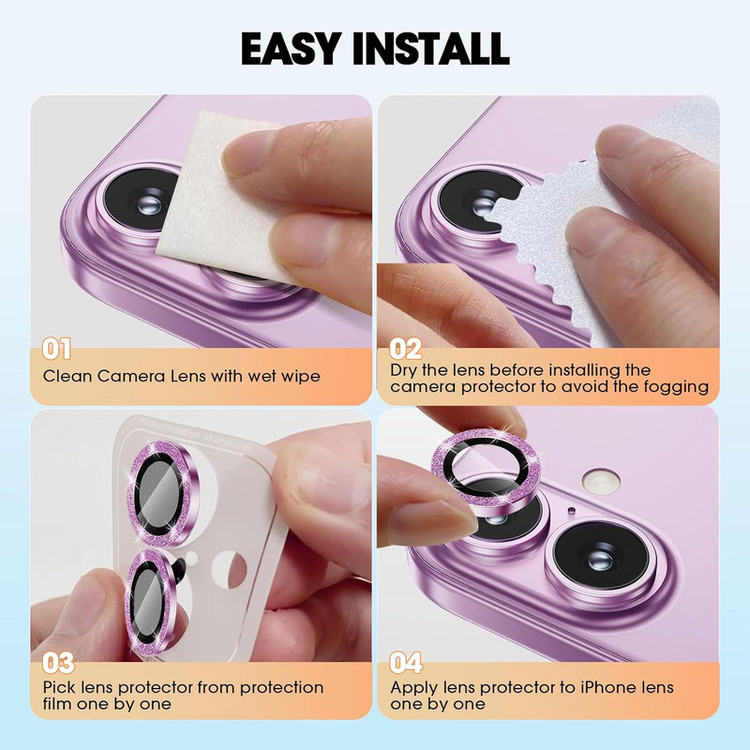محافظ لنز دوربین فلزی پنتر مدل Glitteri مناسب برای گوشی موبایل اپل iPhone 16 / 16 Plus