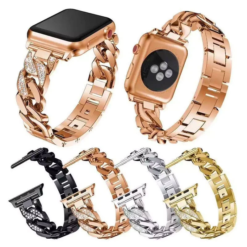 بند گوف مدل Luxury Diamond Stainles مناسب برای اپل واچ سری SE 3 سایز 40mm