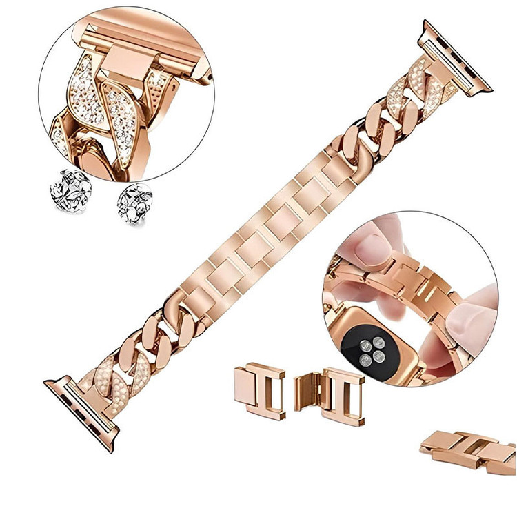 بند گوف مدل Luxury Diamond Stainles مناسب برای اپل واچ سری SE 3 سایز 40mm