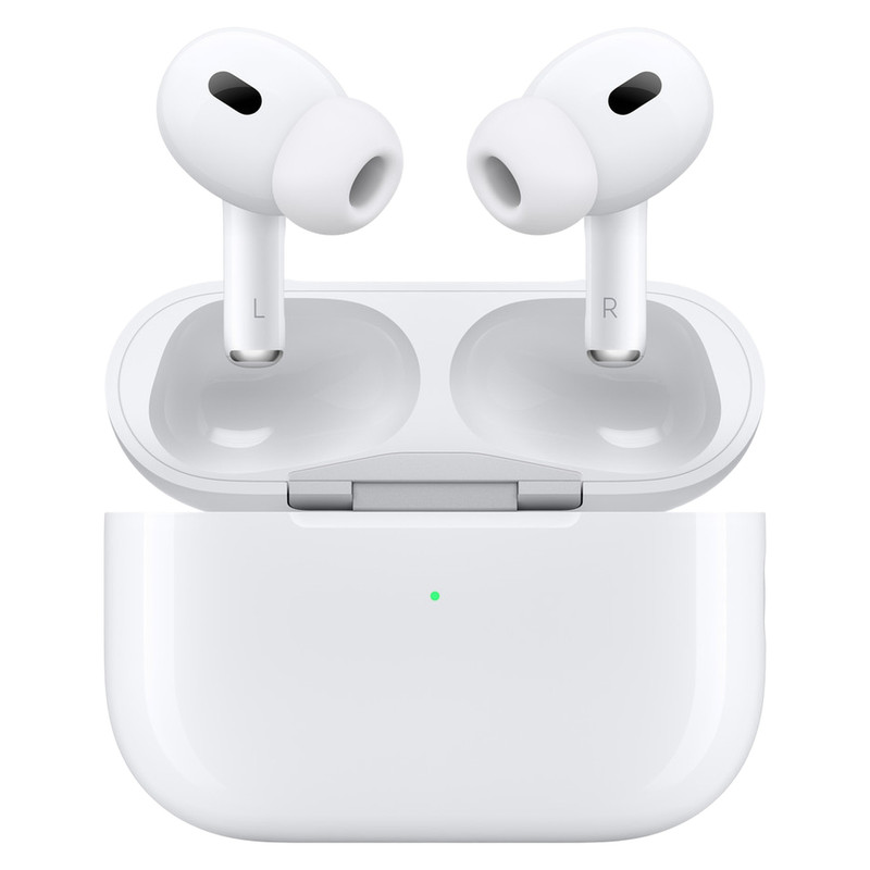هدفون بلوتوثی اپل مدل AirPods Pro 2nd Generation با نویز کنسلینگ فعال (ANC)، نویز کنسلینگ میکروفون (ENC)، درگاه شارژ USB Type-C، با قابلیت شارژ بیسیم، دارای میکروفون دوگانه از نوع Beamforming، مقاومت در برابر رطوبت و عرق